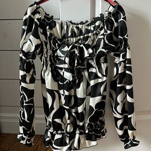 Vintage 90s black and cream blouse/shirt
